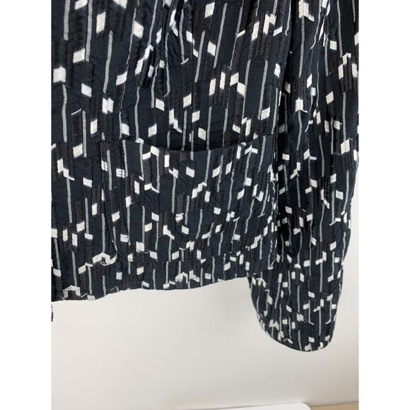 Womens Jones New York Blazer Black White Jacket Embroidered Open Front Petite 8 - Picture 5 of 10